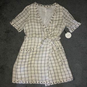 Cream and black wrap dress